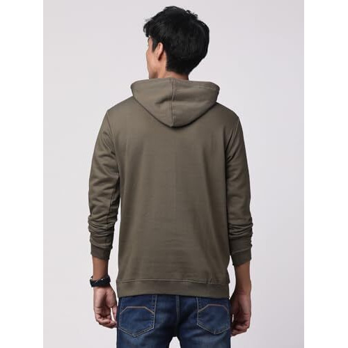 Adro Mens Cotton Solid Hoodie Sweatshirts (H23-Pln-Ol_Olive_L)
