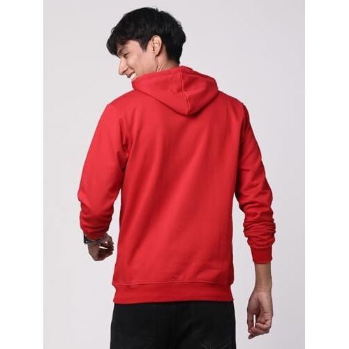 Adro Mens Cotton Solid Hoodie Sweatshirts (H23-Pln-Rd_Red_M)