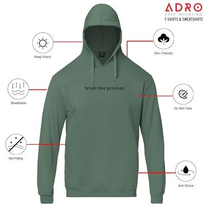 Adro Mens Premium Cotton Fleece 340 Gsm Printed Hoodies (H23-M-Tru-Pt_Pista_L)