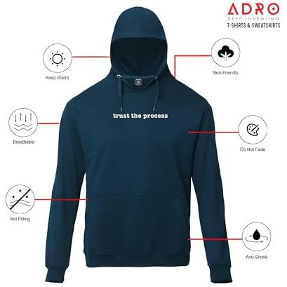 Adro Mens Premium Cotton Fleece 340 Gsm Printed Hoodies (H23-M-Tru-Sb_Teal_Xl)