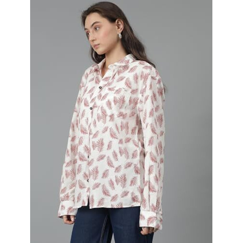 Kotty Women's Oversized Multicolor Cotton Blend Printed Shirt(Multicolor_Xl)