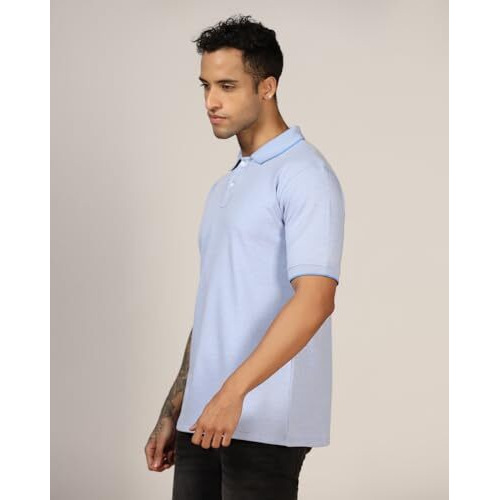Leriya Fashion T Shirt For Men || Men T-Shirt || Men Polo T-Shirt || Men Plain T-Shirt || V-Neck Collar Tshirt (Xx-Large, Blue)