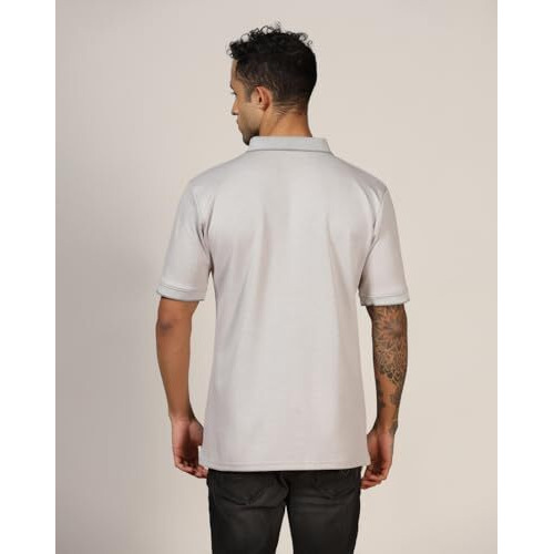 Leriya Fashion T Shirt For Men || Men T-Shirt || Men Polo T-Shirt || Men Plain T-Shirt || V-Neck Collar Tshirt (Small, Grey)