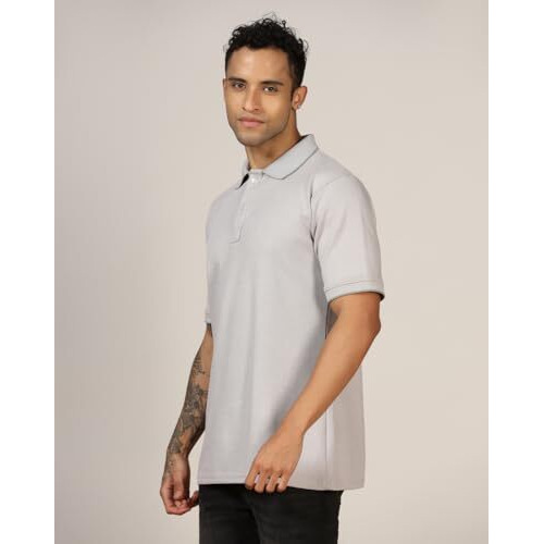 Leriya Fashion T Shirt For Men || Men T-Shirt || Men Polo T-Shirt || Men Plain T-Shirt || V-Neck Collar Tshirt (Small, Grey)
