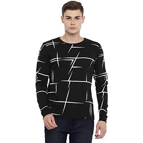 Adro Men's Full Sleeve Cotton Printed T-Shirts (Fs-4-Aop04-Bl_Black_Xl)