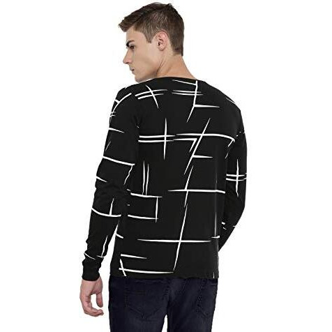 Adro Men's Full Sleeve Cotton Printed T-Shirts (Fs-4-Aop04-Bl_Black_Xl)