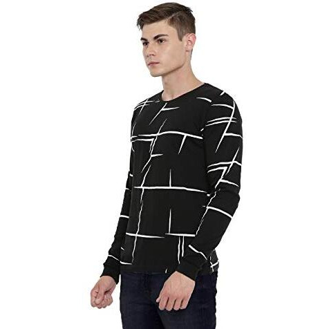 Adro Men's Full Sleeve Cotton Printed T-Shirts (Fs-4-Aop04-Bl_Black_Xl)