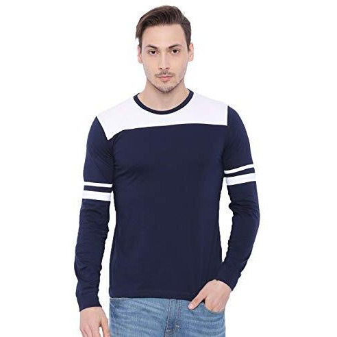 Adro Men's Full Sleeve Cotton Color Block T-Shirts (Fr2-4-Tip-Nb-Xl_Navy Blue3_Xl)