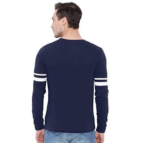 Adro Men's Full Sleeve Cotton Color Block T-Shirts (Fr2-4-Tip-Nb-Xl_Navy Blue3_Xl)