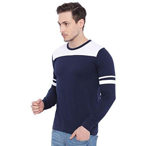 Adro Men's Full Sleeve Cotton Color Block T-Shirts (Fr2-4-Tip-Nb-Xl_Navy Blue3_Xl)