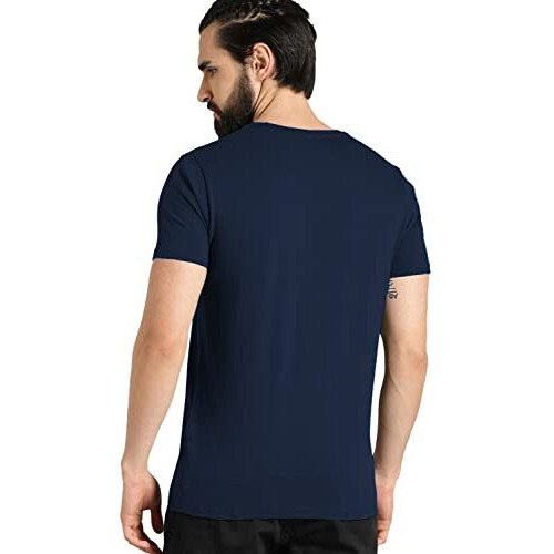 Adro Mens Believe In Your Self Printed T-Shirt (Navy Blue, M)