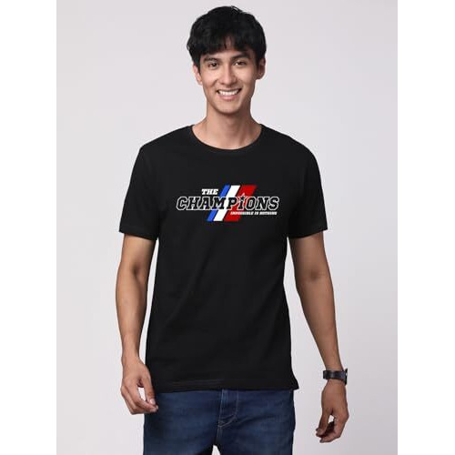 Adro Men's Graphic Printed 100% Cotton T-Shirt - Regular Fit, Printed T-Shirts For Men (Rn24-Cmp-Bl_Black_2Xl)