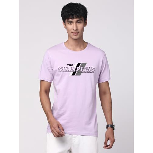 Adro Men's Graphic Printed 100% Cotton T-Shirt - Regular Fit, Printed T-Shirts For Men (Rn24-Cmp-Pu_Purple_Xl)