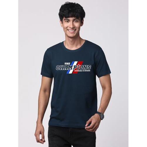 Adro Men's Graphic Printed 100% Cotton T-Shirt - Regular Fit, Printed T-Shirts For Men (Rn24-Cmp-Sb_Teal_L)