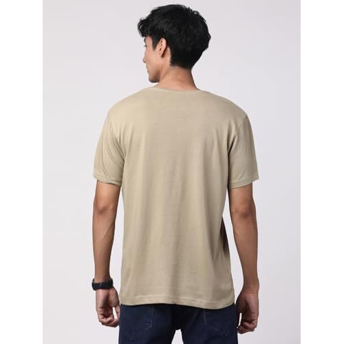 Adro Men's Royal Bike Design Printed 100% Cotton T-Shirt - Regular Fit, Printed T-Shirts For Men (Rn24-Ryl-Be_Beige_L)
