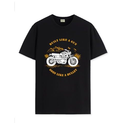 Adro Men's Royal Bike Design Printed 100% Cotton T-Shirt - Regular Fit, Printed T-Shirts For Men (Rn24-Ryl-Bl_Black_L)