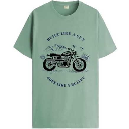 Adro Men's Royal Bike Design Printed 100% Cotton T-Shirt - Regular Fit, Printed T-Shirts For Men (Rn24-Ryl-Pt_Pista_2Xl)