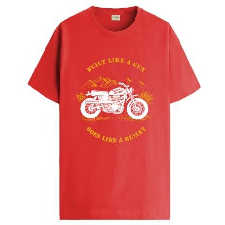 Adro Men's Royal Bike Design Printed 100% Cotton T-Shirt - Regular Fit, Printed T-Shirts For Men (Rn24-Ryl-Rd_Red_2Xl)