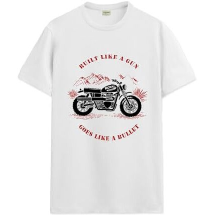 Adro Men's Royal Bike Design Printed 100% Cotton T-Shirt - Regular Fit, Printed T-Shirts For Men (Rn24-Ryl-Wh_White_M)