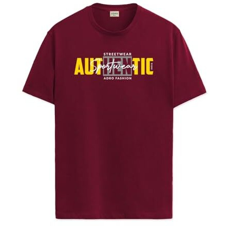 Adro Men's Graphic Printed 100% Cotton T-Shirt - Regular Fit, Printed T-Shirts For Men (Rn24-Spt-Mr_Maroon_L)