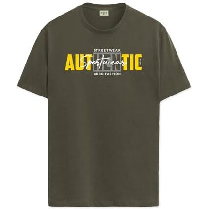 Adro Men's Graphic Printed 100% Cotton T-Shirt - Regular Fit, Printed T-Shirts For Men (Rn24-Spt-Ol_Olive_L)
