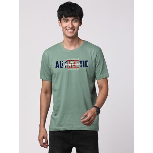 Adro Men's Graphic Printed 100% Cotton T-Shirt - Regular Fit, Printed T-Shirts For Men (Rn24-Spt-Pt_Pista_Xl)