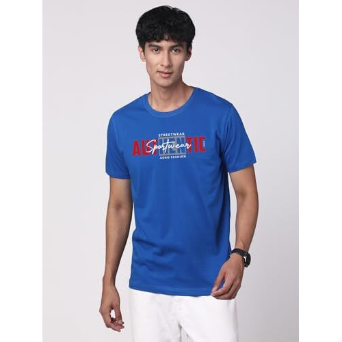 Adro Men's Graphic Printed 100% Cotton T-Shirt - Regular Fit, Printed T-Shirts For Men (Rn24-Spt-Rb_Royal Blue_Xl)