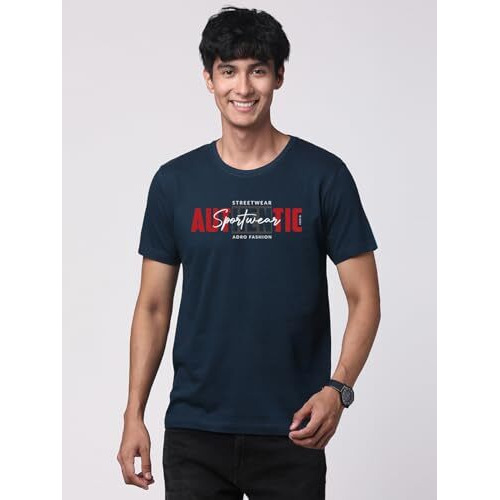 Adro Men's Graphic Printed 100% Cotton T-Shirt - Regular Fit, Printed T-Shirts For Men (Rn24-Spt-Sb_Teal_Xl)