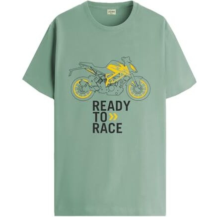 Adro Men's Biker Design Printed 100% Cotton T-Shirt - Regular Fit, Printed T-Shirts For Men (Rn24-Ktm-Pt_Pista_L)