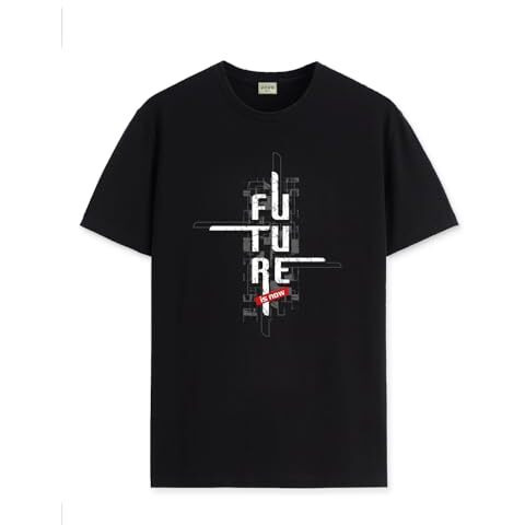 Adro Men's Graphic Printed 100% Cotton T-Shirt - Regular Fit, Printed T-Shirts For Men (Rn24-Ftr-Bl_Black_M)