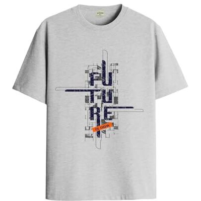 Adro Men's Graphic Printed 100% Cotton T-Shirt - Regular Fit, Printed T-Shirts For Men (Rn24-Ftr-Gr_Grey_2Xl)