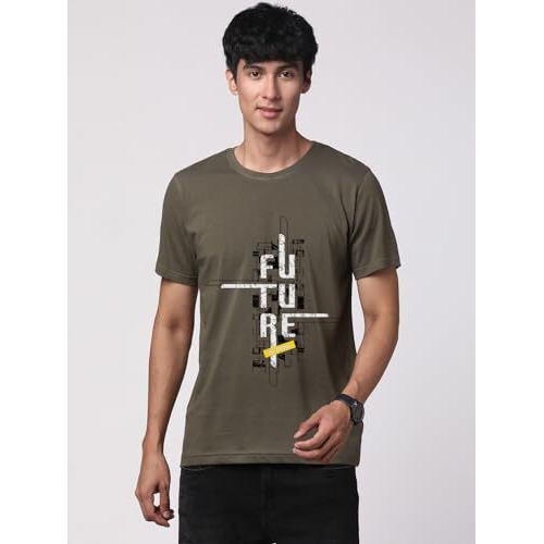 Adro Men's Graphic Printed 100% Cotton T-Shirt - Regular Fit, Printed T-Shirts For Men (Rn24-Ftr-Ol_Olive_2Xl)