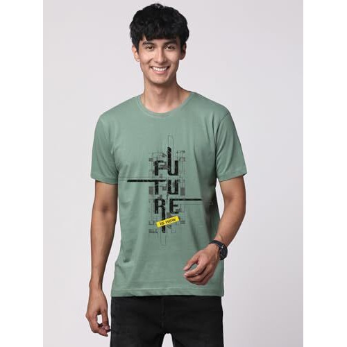 Adro Men's Graphic Printed 100% Cotton T-Shirt - Regular Fit, Printed T-Shirts For Men (Rn24-Ftr-Pt_Pista_2Xl)