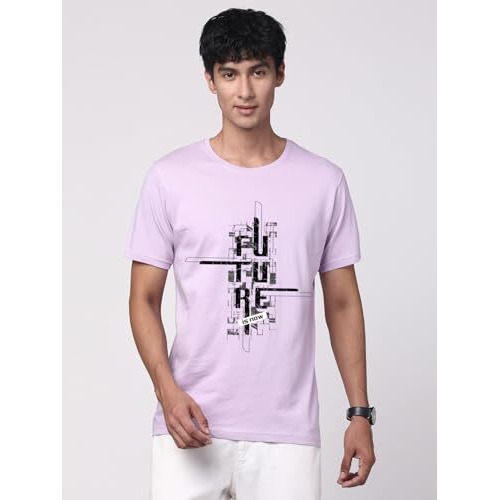 Adro Men's Graphic Printed 100% Cotton T-Shirt - Regular Fit, Printed T-Shirts For Men (Rn24-Ftr-Pu_Purple_Xl)