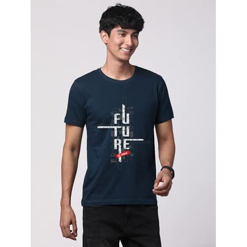 Adro Men's Graphic Printed 100% Cotton T-Shirt - Regular Fit, Printed T-Shirts For Men (Rn24-Ftr-Sb_Teal_Xl)