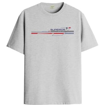 Adro Men's Graphic Printed 100% Cotton T-Shirt - Regular Fit, Printed T-Shirts For Men (Rn24-Rac-Gr_Grey_S)