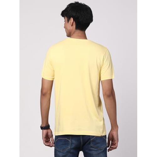Adro Men's Graphic Printed 100% Cotton T-Shirt - Regular Fit, Printed T-Shirts For Men (Rn24-Rac-Ly_Light Yellow_M)