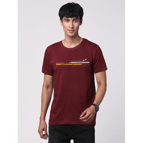 Adro Men's Graphic Printed 100% Cotton T-Shirt - Regular Fit, Printed T-Shirts For Men (Rn24-Rac-Mr_Maroon_2Xl)