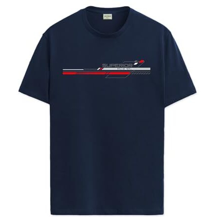 Adro Men's Graphic Printed 100% Cotton T-Shirt - Regular Fit, Printed T-Shirts For Men (Rn24-Rac-Nb_Navy_Xl)