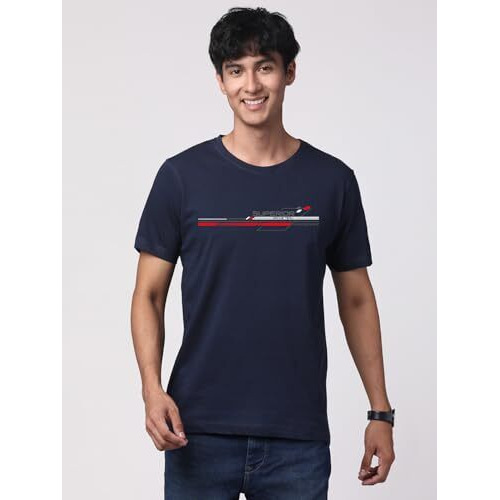 Adro Men's Graphic Printed 100% Cotton T-Shirt - Regular Fit, Printed T-Shirts For Men (Rn24-Rac-Nb_Navy_Xl)