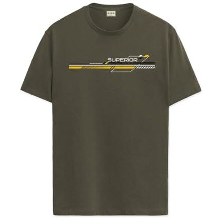 Adro Men's Graphic Printed 100% Cotton T-Shirt - Regular Fit, Printed T-Shirts For Men (Rn24-Rac-Ol_Olive_L)