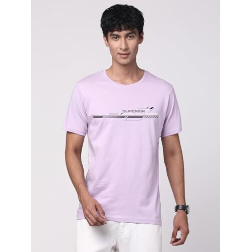 Adro Men's Graphic Printed 100% Cotton T-Shirt - Regular Fit, Printed T-Shirts For Men (Rn24-Rac-Pu_Purple_Xl)