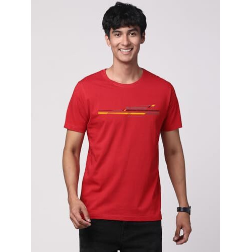 Adro Men's Graphic Printed 100% Cotton T-Shirt - Regular Fit, Printed T-Shirts For Men (Rn24-Rac-Rd_Red_Xl)