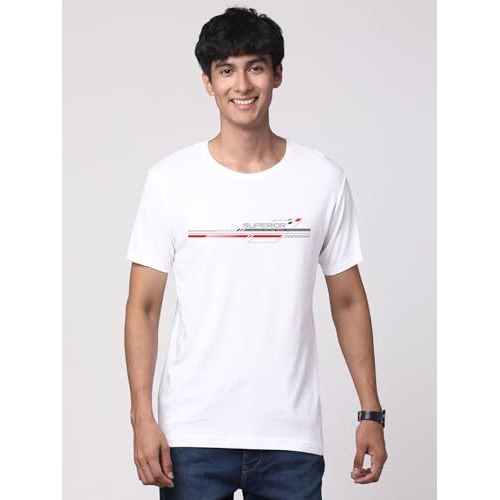Adro Men's Graphic Printed 100% Cotton T-Shirt - Regular Fit, Printed T-Shirts For Men (Rn24-Rac-Wh_White_S)