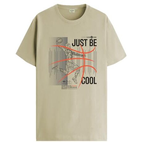 Adro Men's Graphic Printed 100% Cotton T-Shirt - Regular Fit, Printed T-Shirts For Men (Rn24-Bcl-Be_Beige_S)