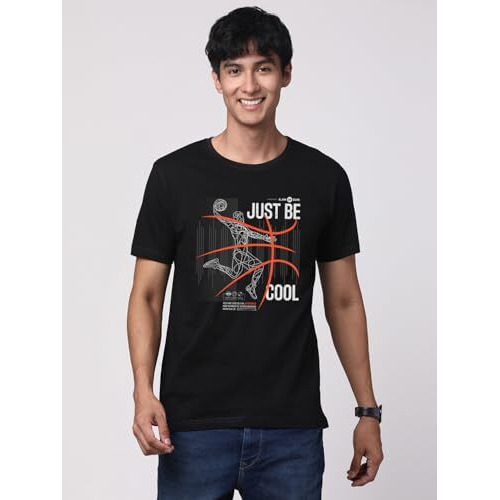 Adro Men's Graphic Printed 100% Cotton T-Shirt - Regular Fit, Printed T-Shirts For Men (Rn24-Bcl-Bl_Black_Xl)