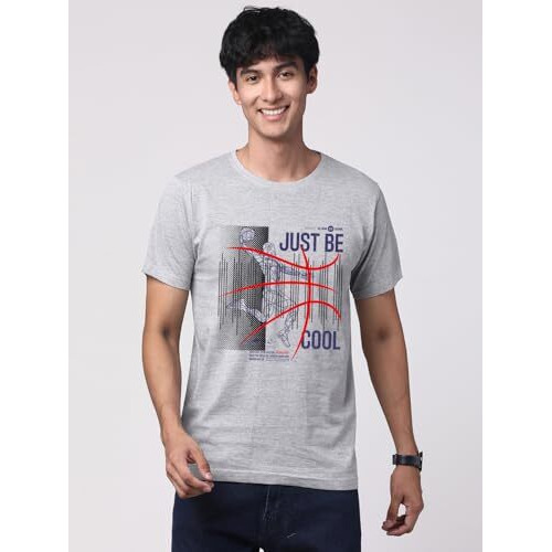 Adro Men's Graphic Printed 100% Cotton T-Shirt - Regular Fit, Printed T-Shirts For Men (Rn24-Bcl-Gr_Grey_2Xl)