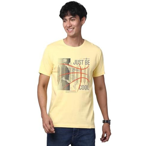 Adro Men's Graphic Printed 100% Cotton T-Shirt - Regular Fit, Printed T-Shirts For Men (Rn24-Bcl-Ly_Light Yellow_2Xl)