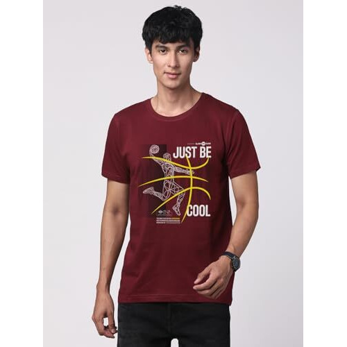 Adro Men's Graphic Printed 100% Cotton T-Shirt - Regular Fit, Printed T-Shirts For Men (Rn24-Bcl-Mr_Maroon_Xl)