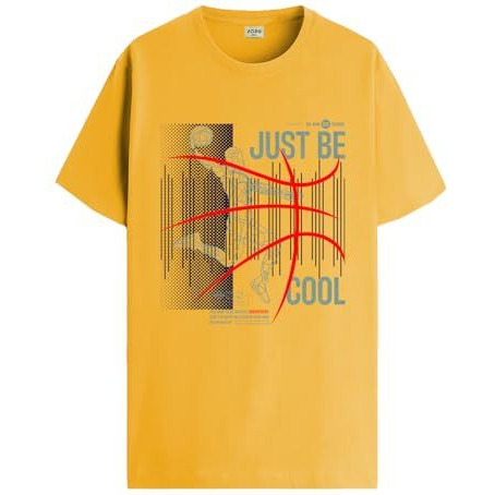 Adro Men's Graphic Printed 100% Cotton T-Shirt - Regular Fit, Printed T-Shirts For Men (Rn24-Bcl-Mu_Mustard_L)